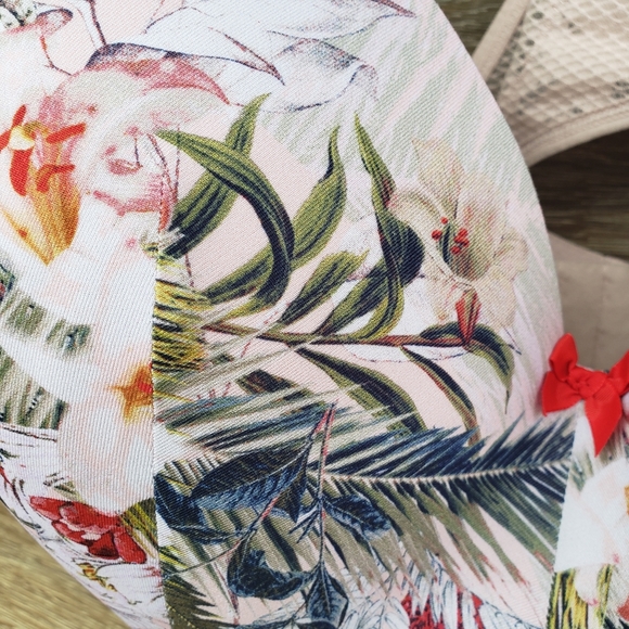 Floral Cacique 42 H Racerback Bra with Padded Under Support Plus Size - Picture 13 of 16